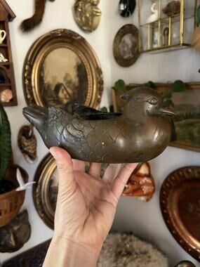 Antique Japanese Bronze Bird Bowl Bronze Planter Hand Etched Bird Vase